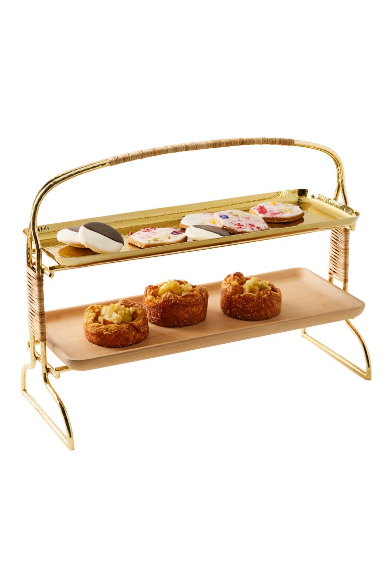 Anthropologie Affara Tiered Serving Stand, Alternate, color, GOLD