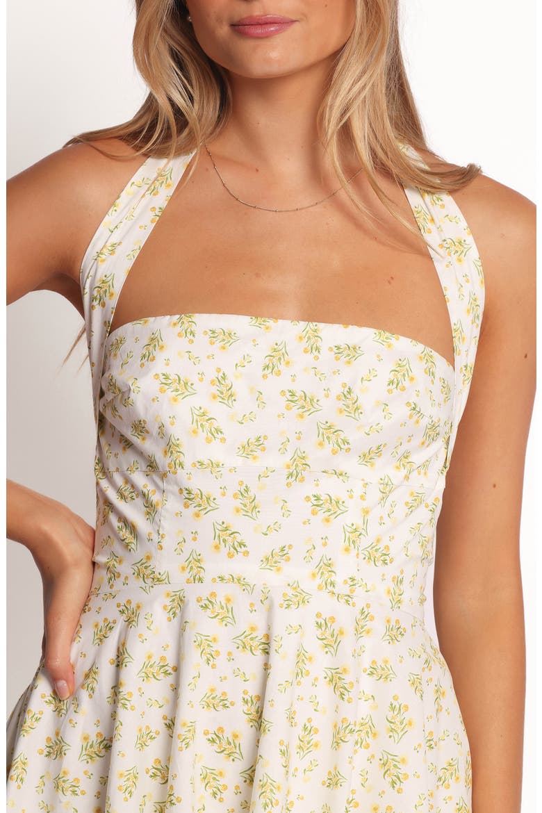 Thornton Floral Cotton Fit & Flare Halter Minidress, Alternate, color, YELLOW FLORAL