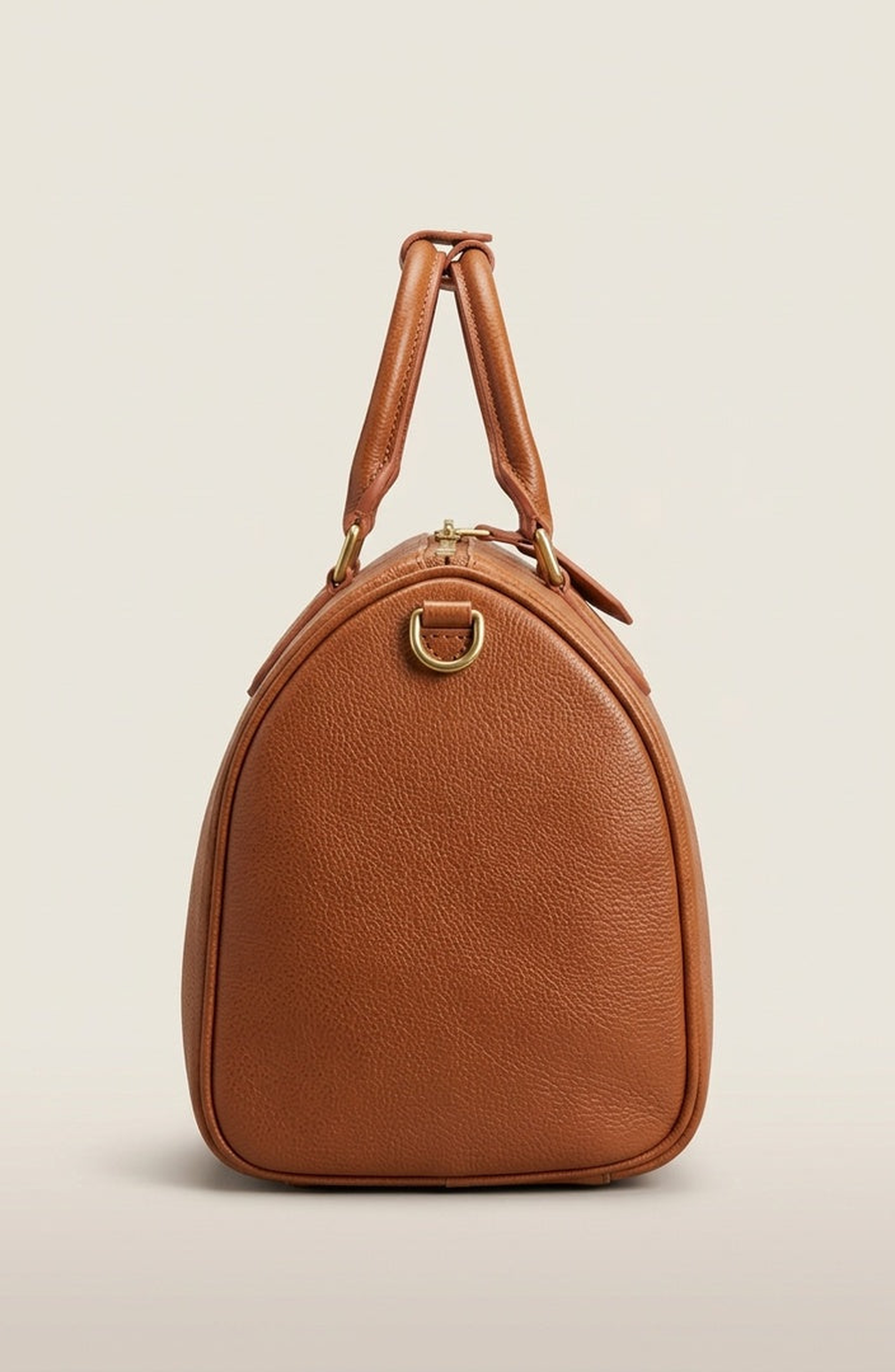 Modenaire Leather Boston Bag with Top Handles, Alternate, color, Cognac Brown