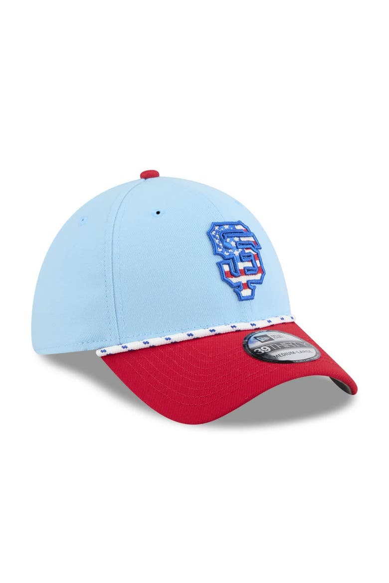 Men's New Era Light Blue/Red San Francisco Giants 2025 Fourth of July 39THIRTY Flex Hat, Alternate, color, Light Blue
