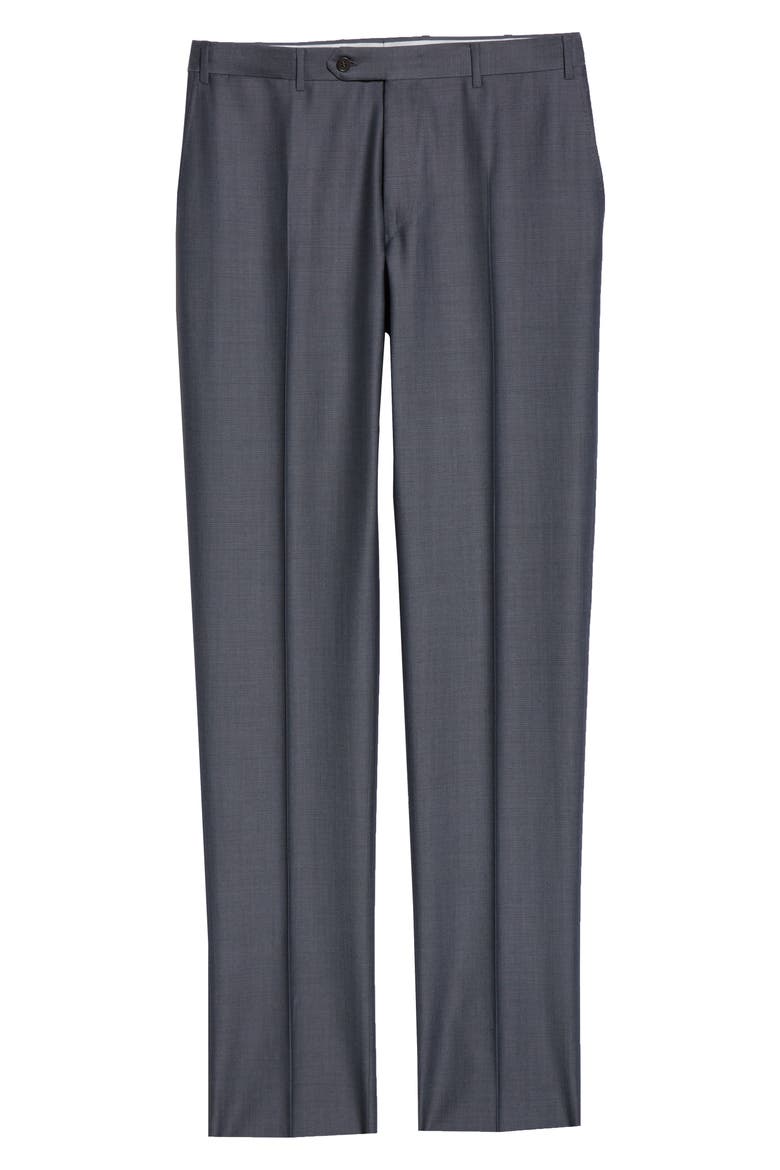 Classic Fit Flat Front Wool & Mohair Dress Pants, Alternate, color, GREY