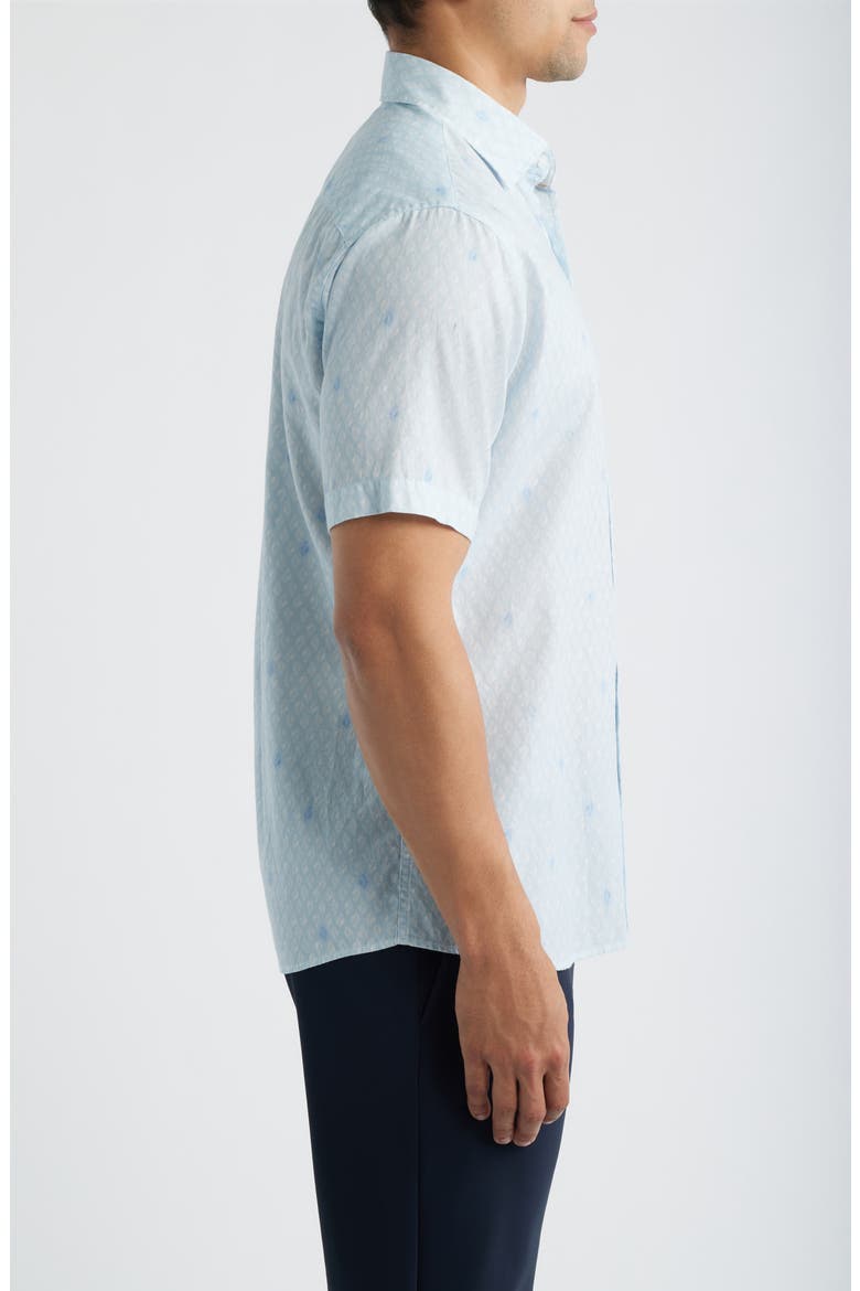 Whitehaven Abstract Print Short Sleeve Cotton & Lyocell Button-Up Shirt, Alternate, color, STREAM BLUE