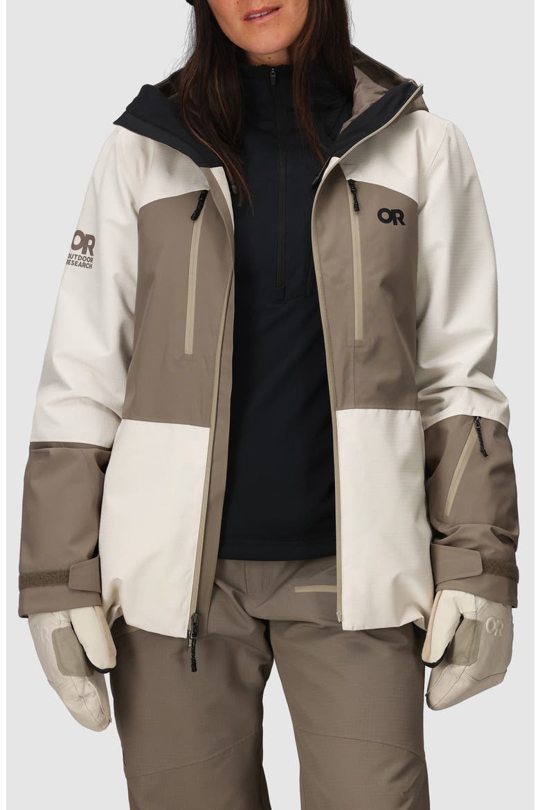 Powderverse Waterproof Ski Jacket, Alternate, color, OYSTER/ SABLE