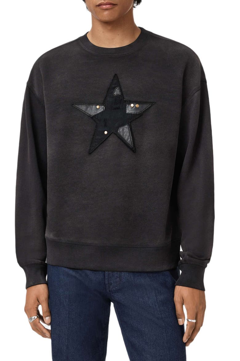 Mended Star Sweatshirt, Alternate, color, BLACK