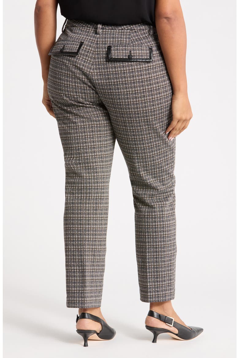 Faux Leather Trim Pants, Alternate, color, BLACK TAN CHECKERED
