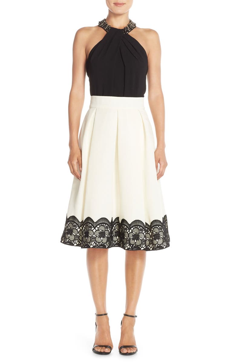 Eliza J Beaded Crepe Top, Alternate, color, 