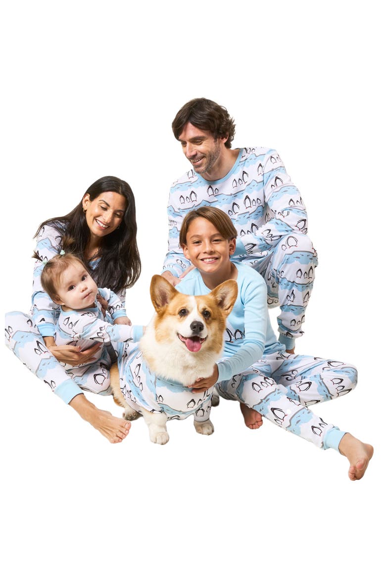 Men's Cotton Matching Family Holiday Pajamas, Reindeer & Moose Prints, Alternate, color, Penguin