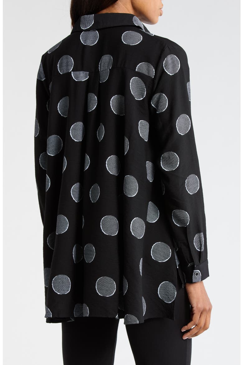 Dot Button Down Shirt, Alternate, color, BLACK
