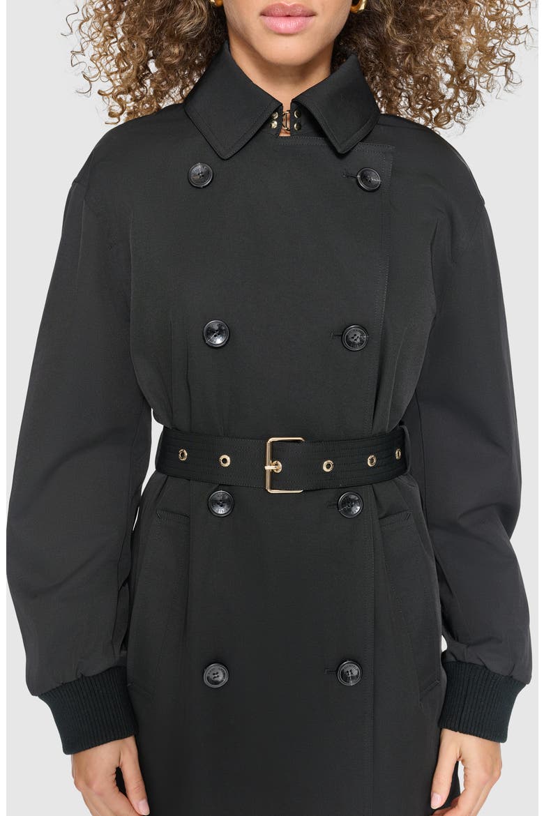 Double Breasted Gabardine Trench Coat, Alternate, color, BLACK