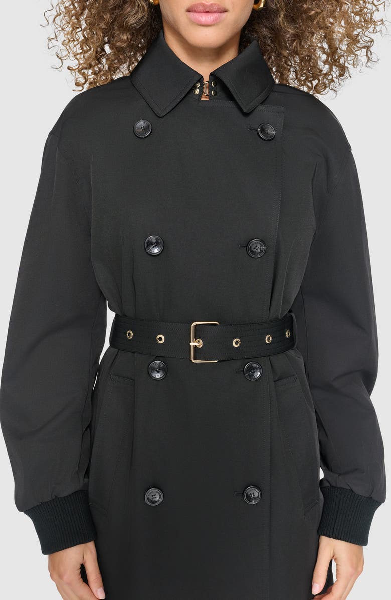 KARL LAGERFELD PARIS Double Breasted Gabardine Trench Coat, Alternate, color, 