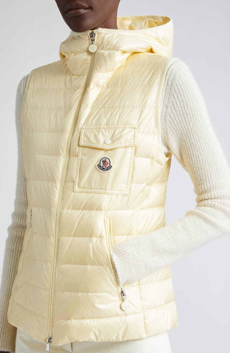 Moncler Glygos Hooded Down Vest, Alternate, color, Yellow