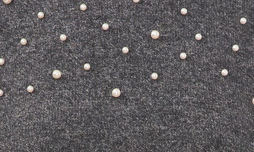 Chaus Imitation Pearl Puff Sleeve Sweater In Gray