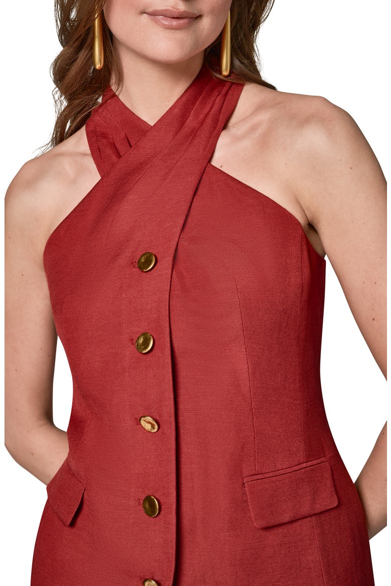 Halter Linen Blend Vest, Alternate, color, SUNBAKED