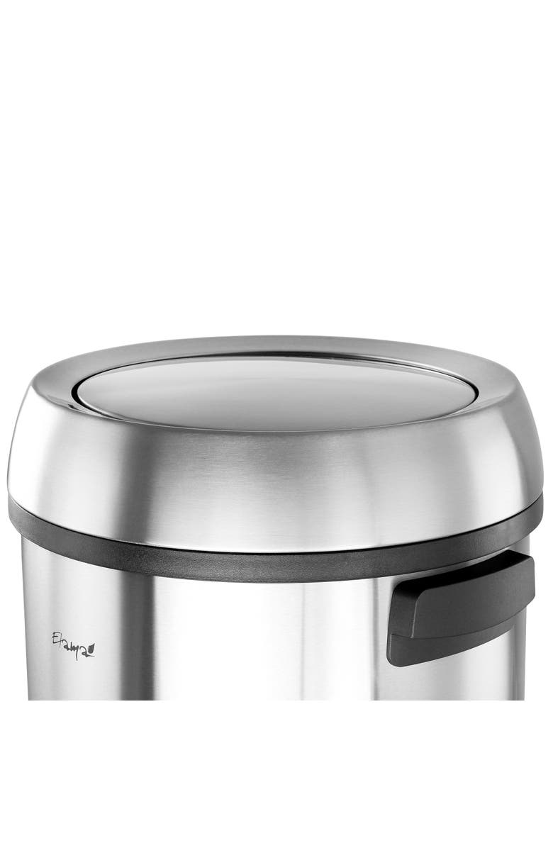 Elama Large 17 Gallon Swing Lid Stainless Steel Cylindrical Trash Bin, Alternate, color, Silver