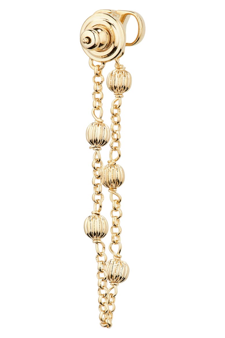 VLOGO Chain Front/Back Earrings, Alternate, color, GOLD