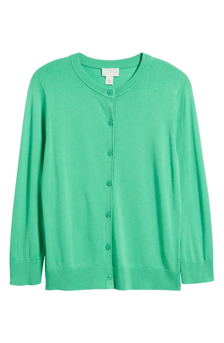 Caslon<sup>®</sup> Crewneck Cardigan, Alternate, color, Green Celtic