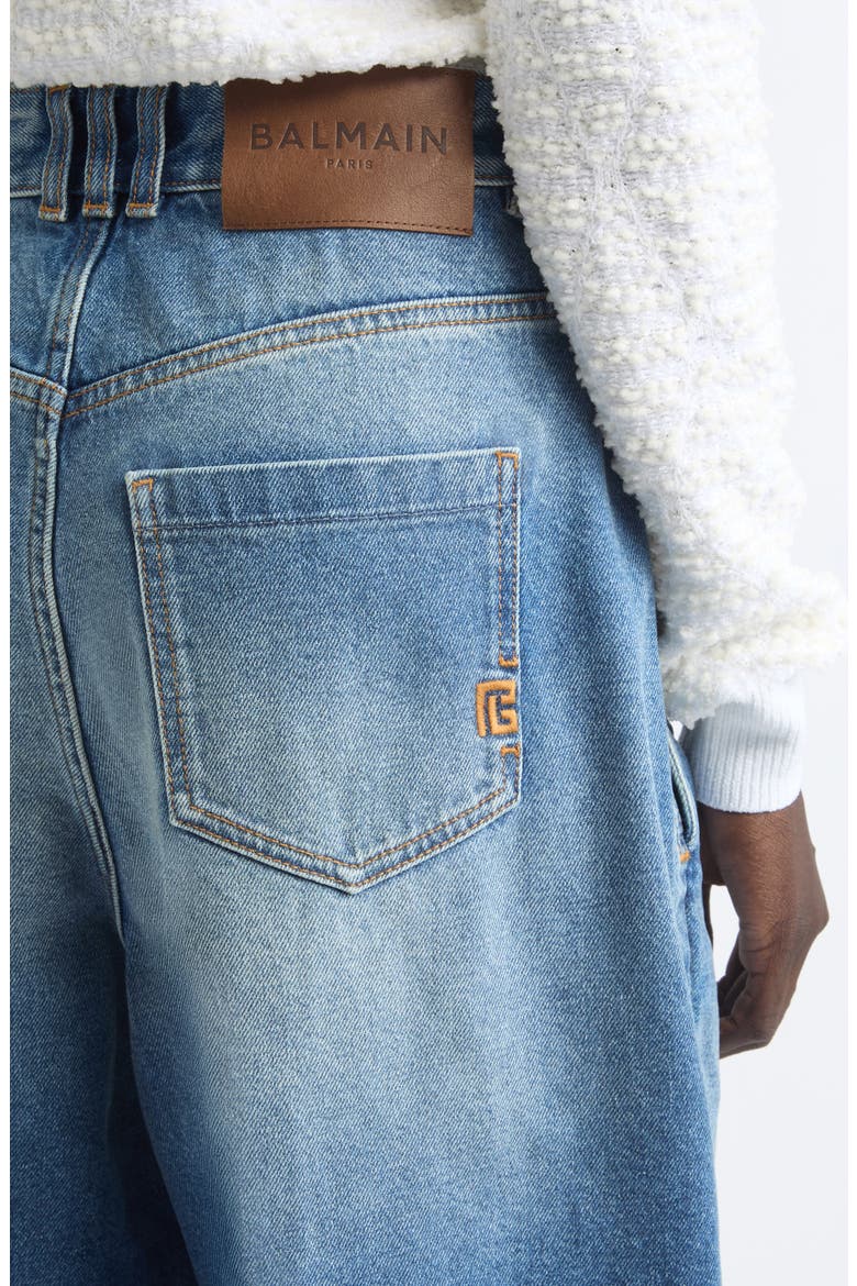 Pleated Barrel Leg Jeans, Alternate, color, 6FF BLUE