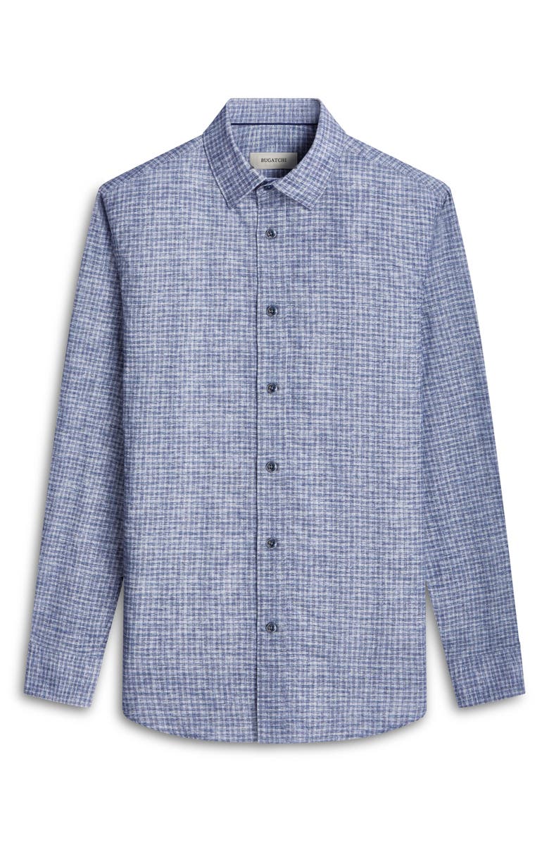 Bugatchi Karl Shaped Fit Plaid Cotton Button-Up Shirt, Alternate, color, Dusty Blue
