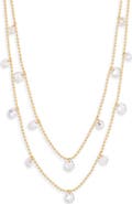 NORDSTROM RACK Set of 2 Floating Cubic Zirconia Ball Chain Necklaces