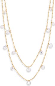 NORDSTROM RACK Set of 2 Floating Cubic Zirconia Ball Chain Necklaces