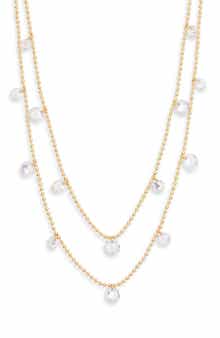 NORDSTROM RACK Set of 2 Floating Cubic Zirconia Ball Chain Necklaces