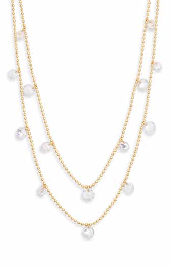 NORDSTROM RACK Set of 2 Floating Cubic Zirconia Ball Chain Necklaces