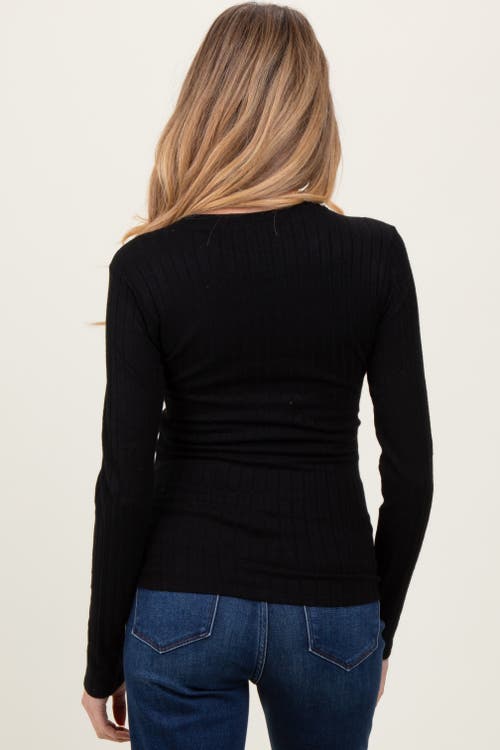 Pinkblush Ribbed Long Sleeve Maternity Top In Black