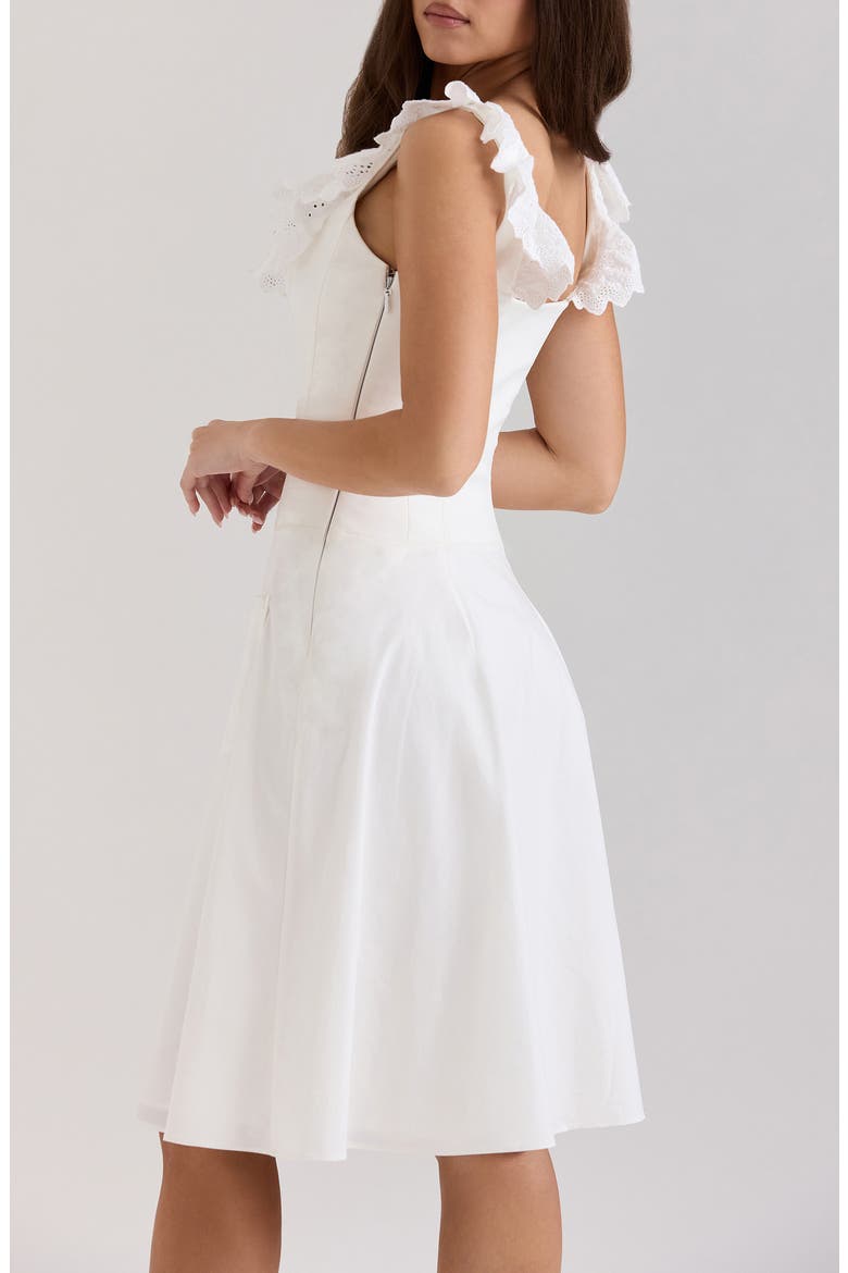 Mathilde Lace Trim Corset Midi Dress, Alternate, color, CLOUD DANCER