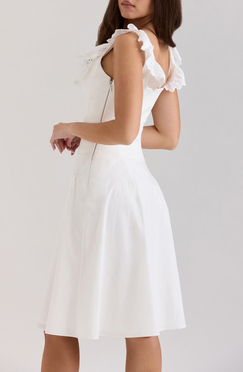 HOUSE OF CB Mathilde Lace Trim Corset Midi Dress, Alternate, color, Cloud Dancer