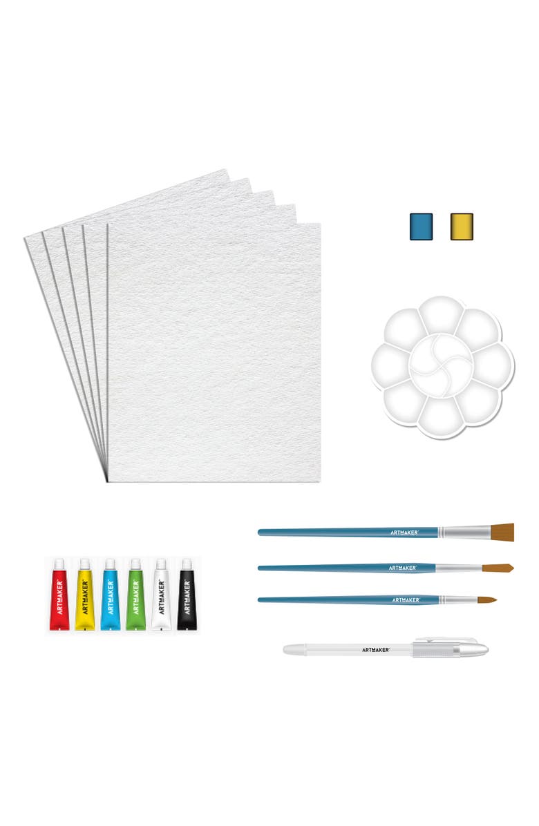 Art Maker Watercolor Painting Complete Starter Kit, Instructional Book, Alternate, color, Multicolored
