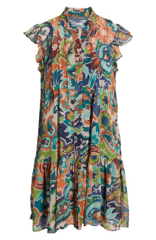 Julia Jordan Ruffle Pintuck Shift Dress In Orange Multi