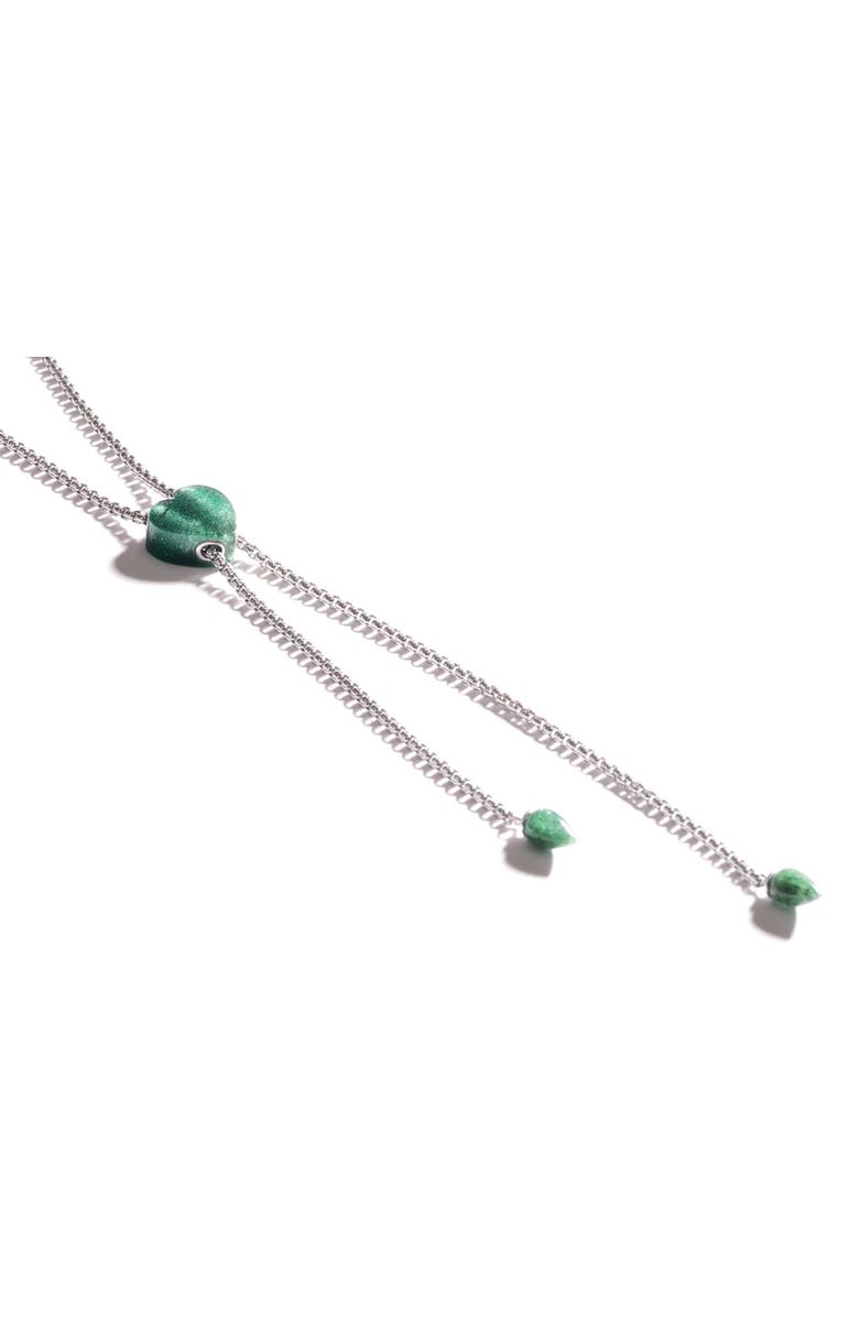 LuvMyJewelry Luv Me Green Aventurine Gemstone Sterling SIlver Adjustable Heart Women Necklace, Alternate, color, 