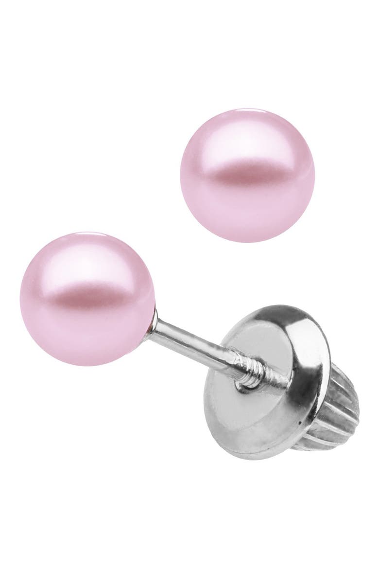 Sterling Silver & Cultured Pearl Earrings, Main, color, PURPLE