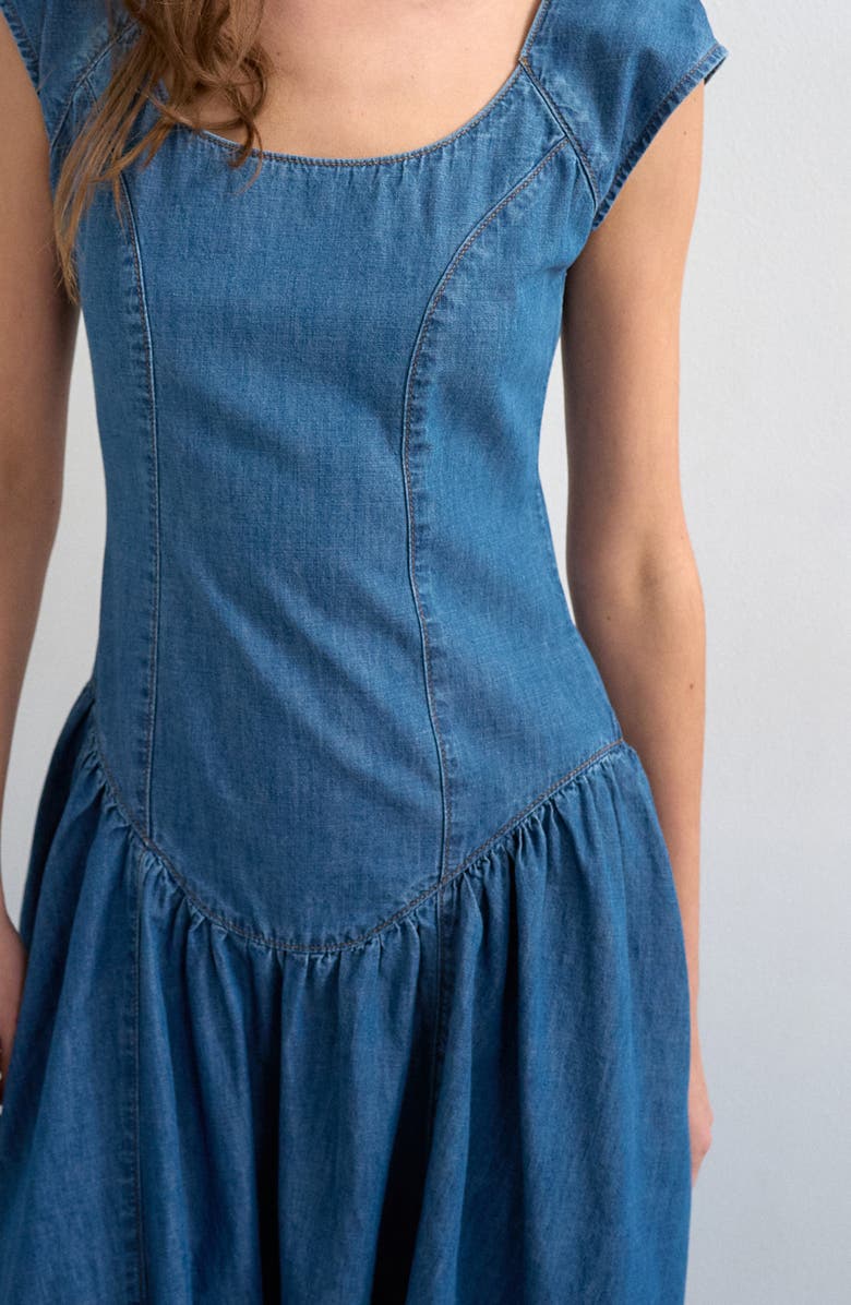 Topshop Denim Drop Waist Dress, Alternate, color,