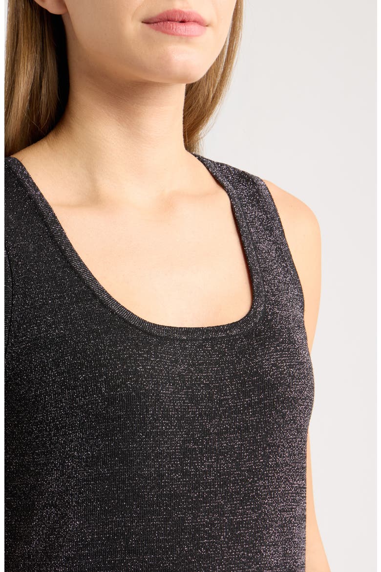 Metallic Scoop Neck Tank Sweater, Alternate, color, BLACK GOLD