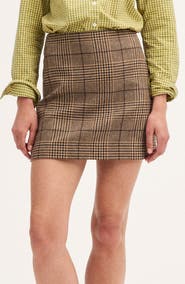 Madewell Plaid Recycled Wool Blend A-Line Miniskirt