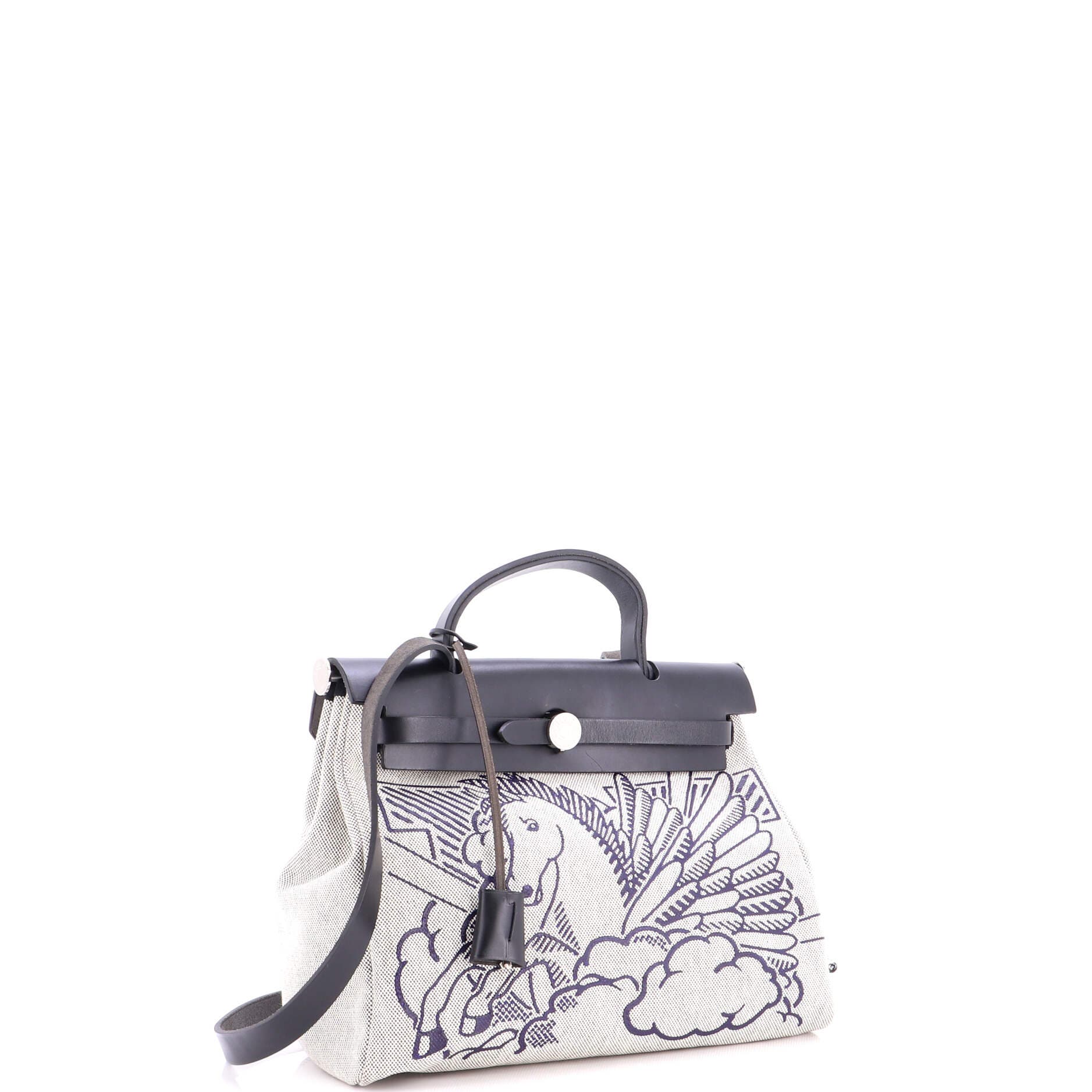 Pre-Owned Hermes Herbag Zip Pegase Pop Toile and Leather 31, Alternate, color, Bleu Indigo