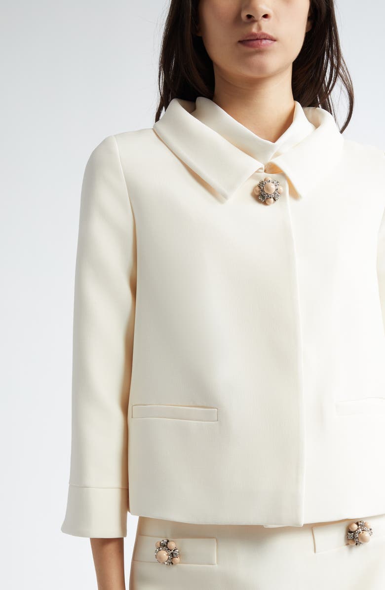 Valentino Garavani Crepe Couture Jacket, Alternate, color, Ivory