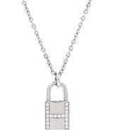 Pre-Owned Hermes Amulettes Cadenas Pendant Necklace 18K White Gold with Diamonds