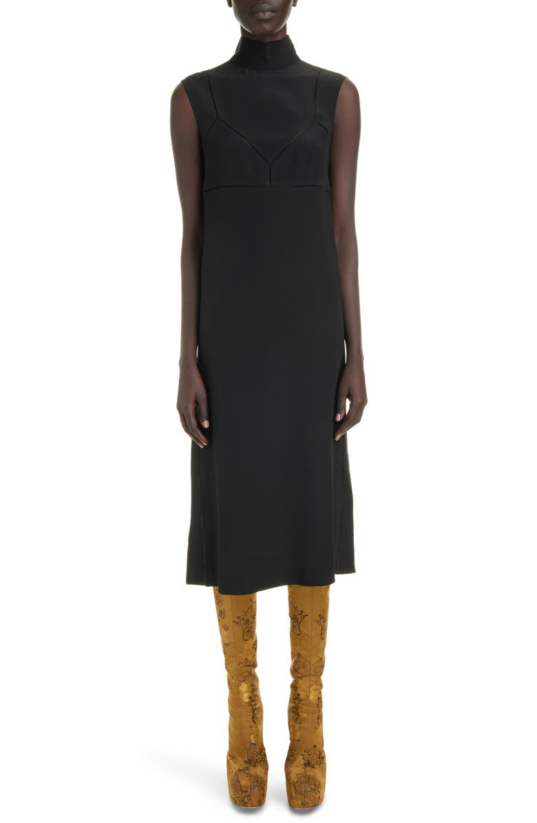 Dries Van Noten Daras Hemstitched Mock Neck Dress, Main, color,