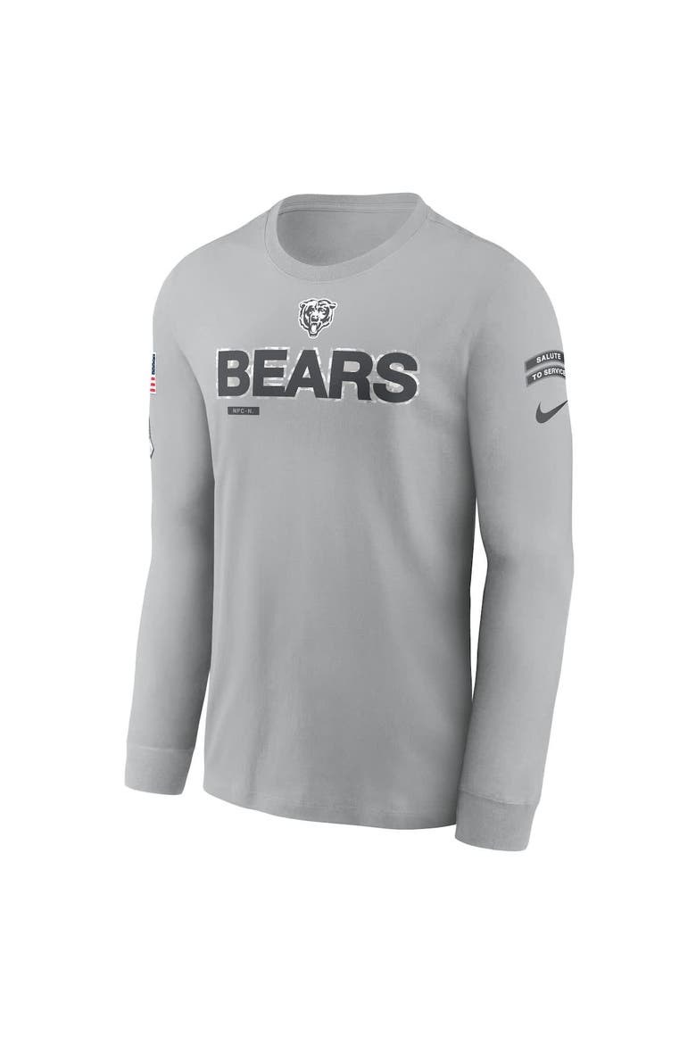 Men's Nike Gray Chicago Bears 2024 Salute To Service Long Sleeve T-Shirt, Alternate, color, Gray