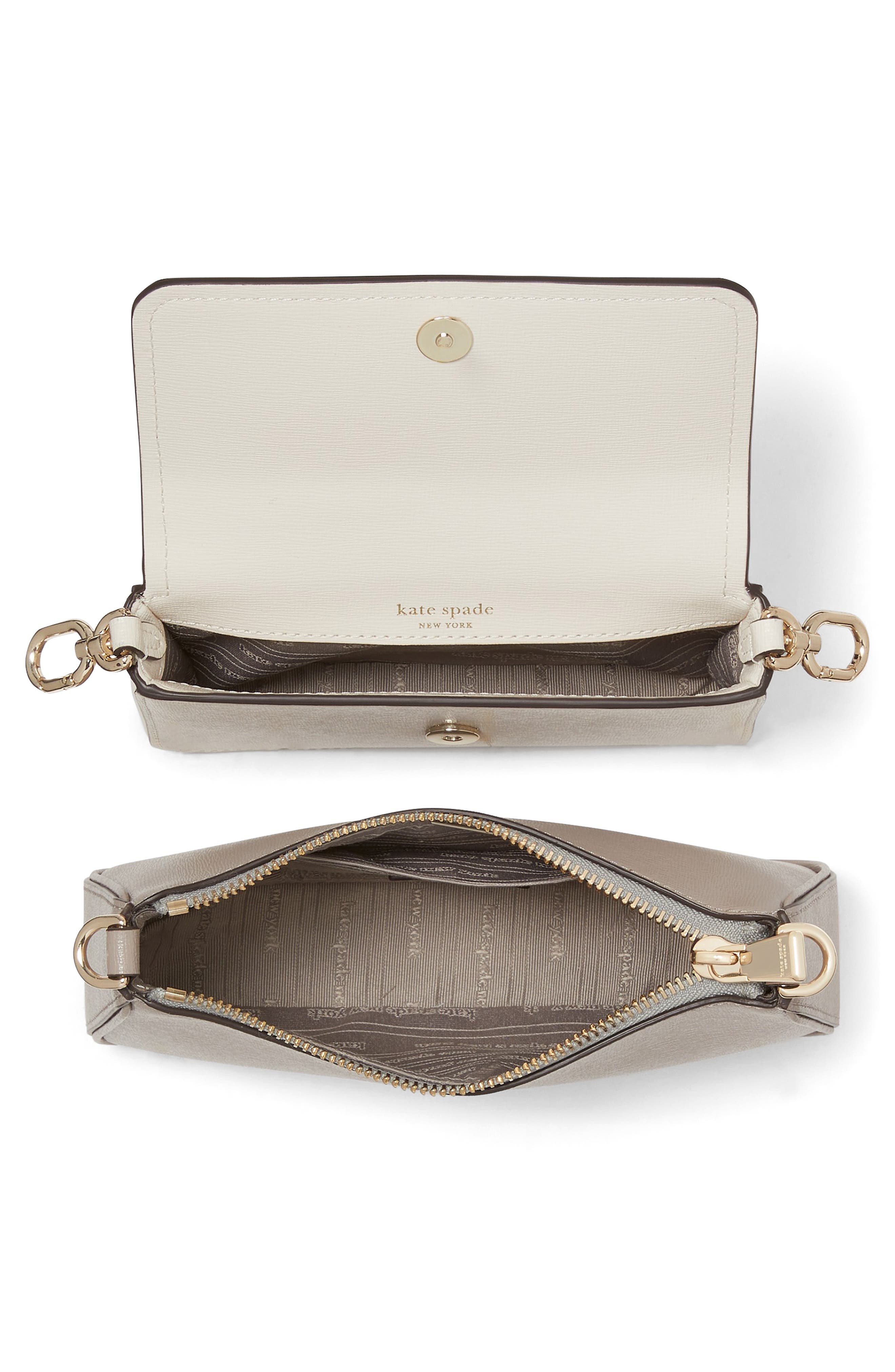 Kate Spade New York double up colorblock leather crossbody bag, Alternate, color, Warm Taupe/ Ivory
