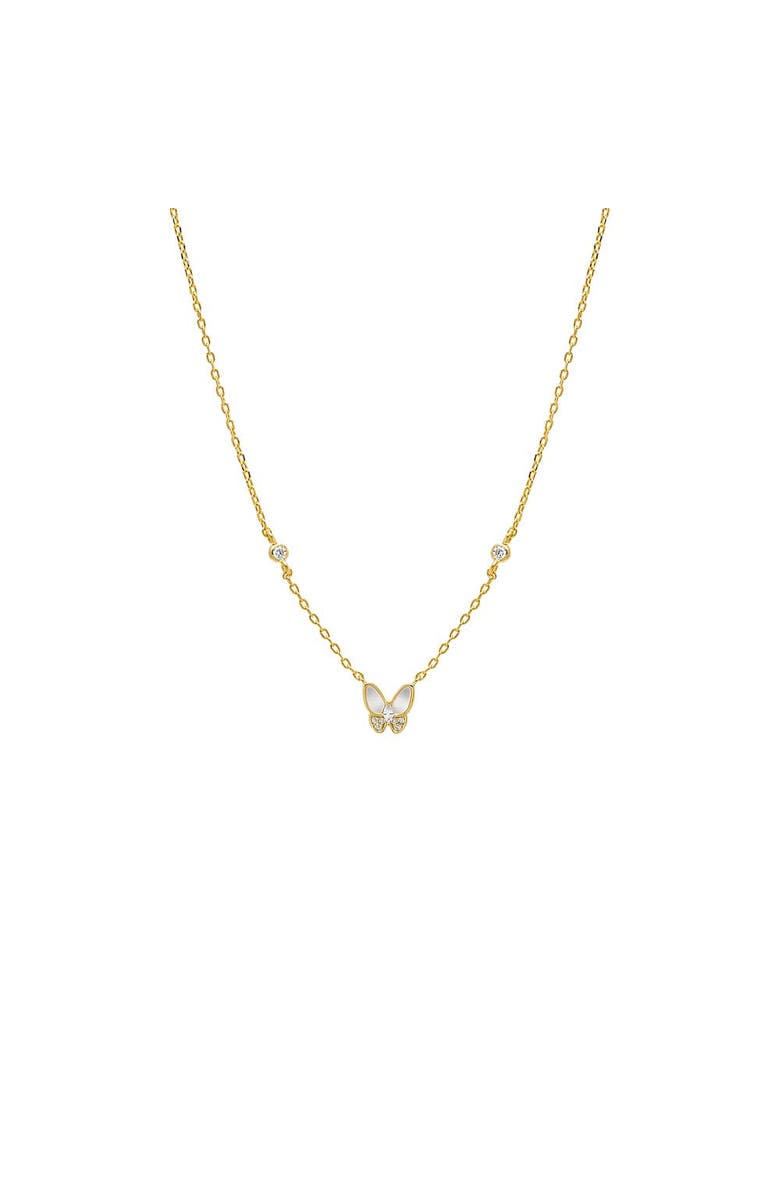 BY ADINA EDEN CZ & MOP Butterfly Accent Necklace, Main, color, White