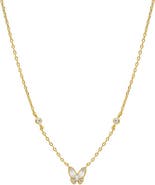 BY ADINA EDEN CZ & MOP Butterfly Accent Necklace
