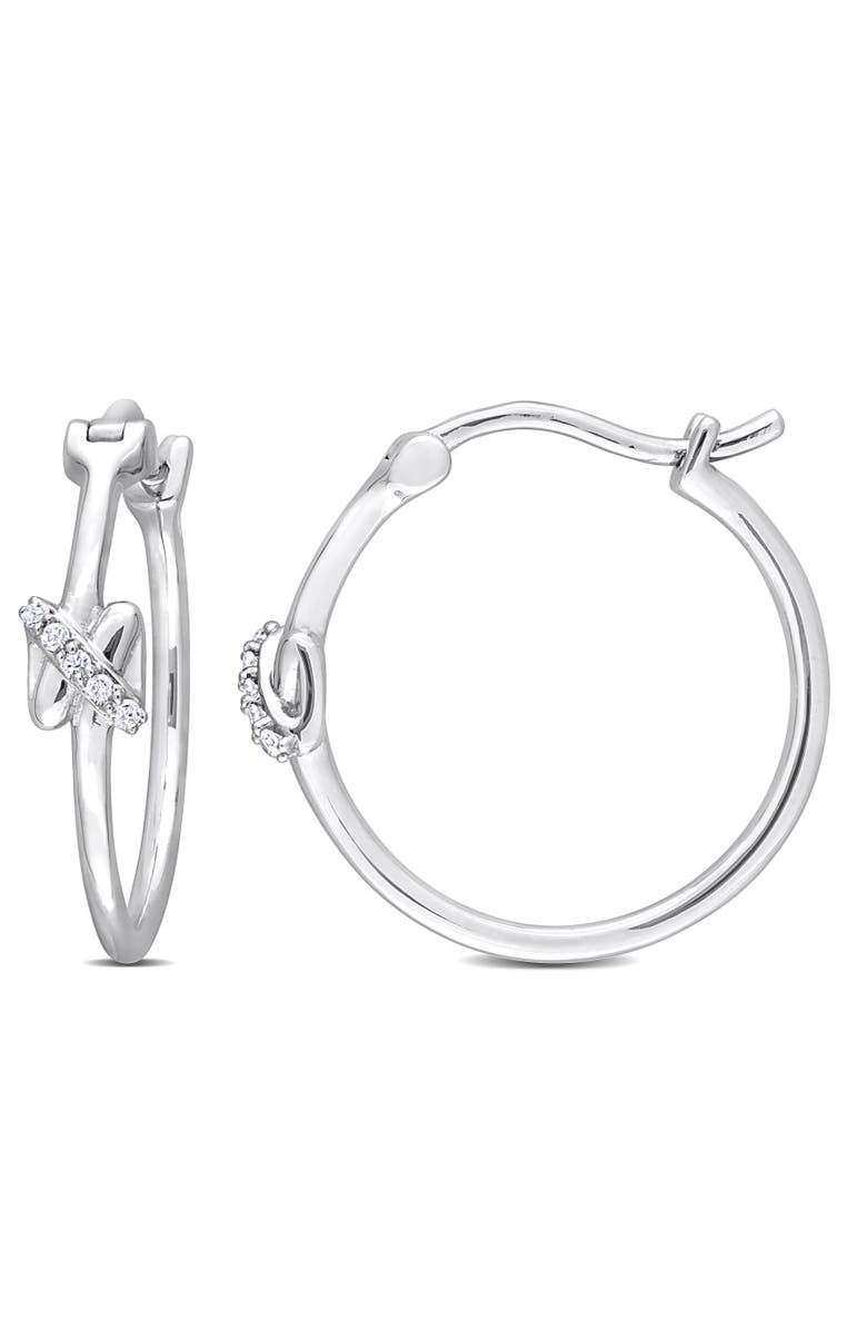 Julianna B. Diamond Crossover Motif Hoop Earrings 14k, Main, color, White Gold