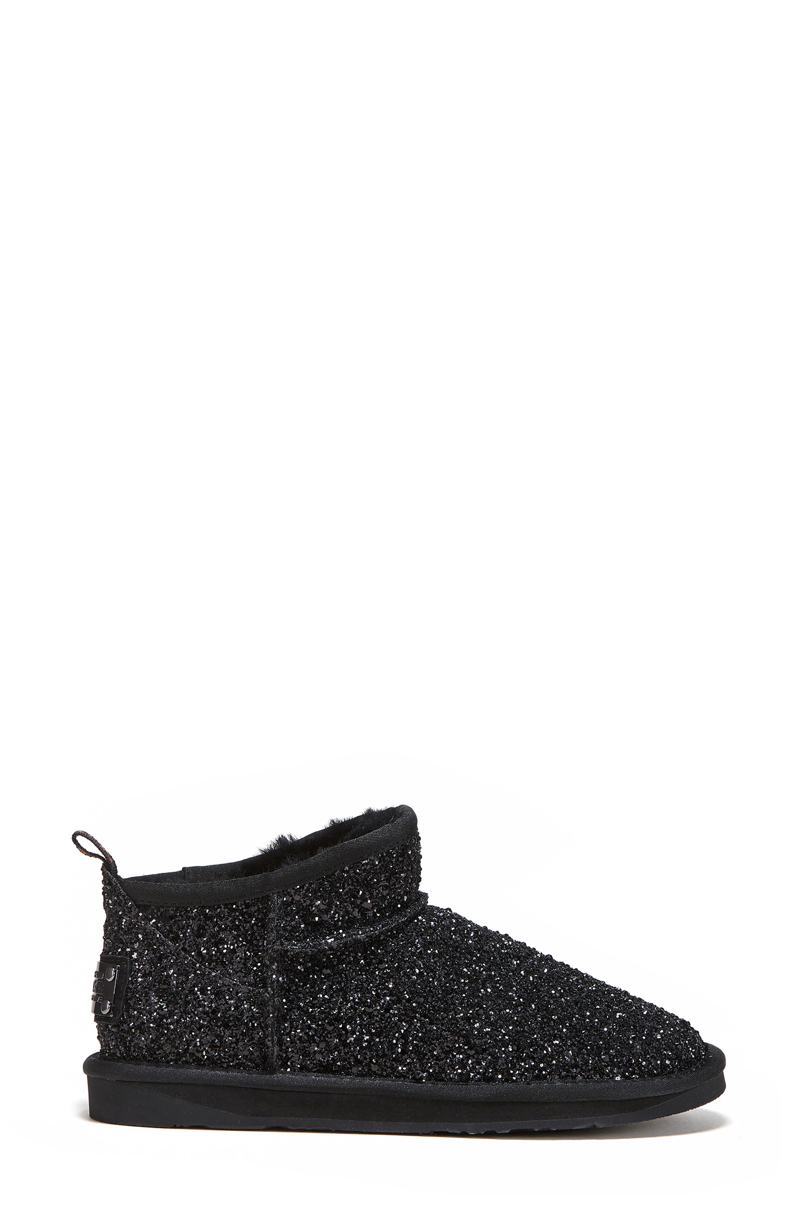 Australia Luxe Collective Cosy Genuine Shearling Glitter Ultra Platform Bootie, Alternate, color, Black