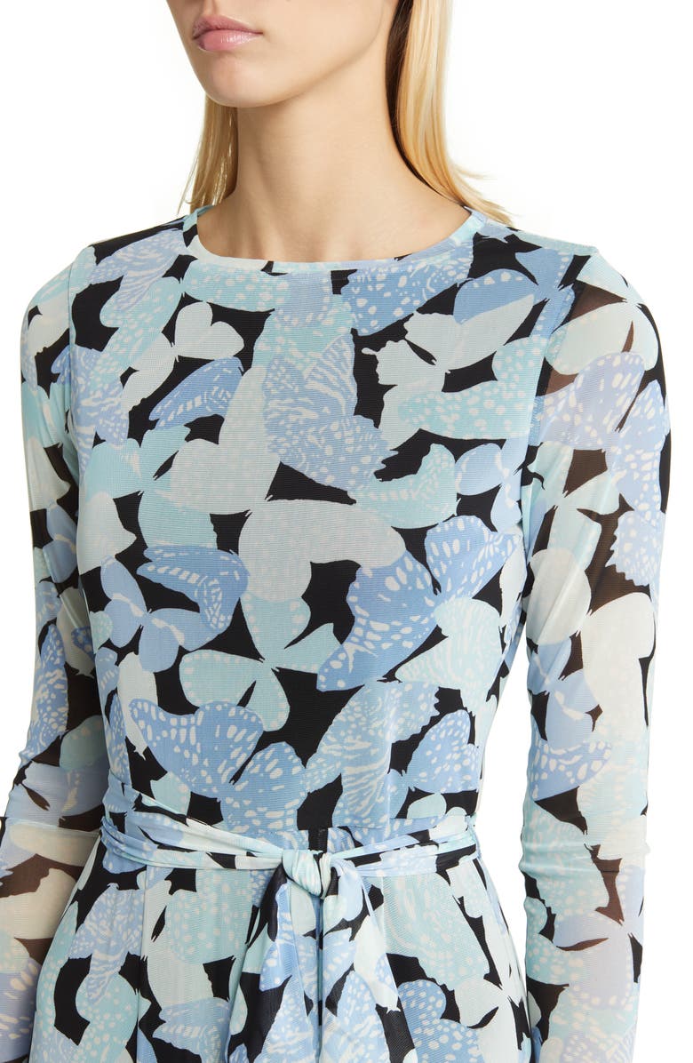 Anne Klein Butterfly Print Long Sleeve Dress, Alternate, color, 