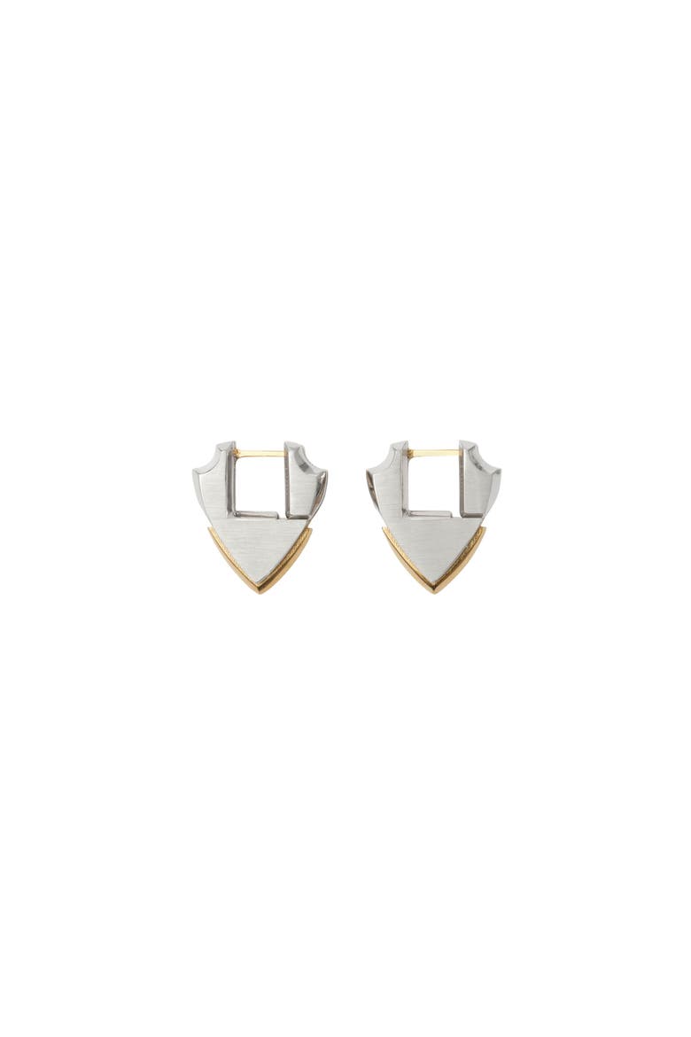 Small Shield Earrings, Main, color, Silver