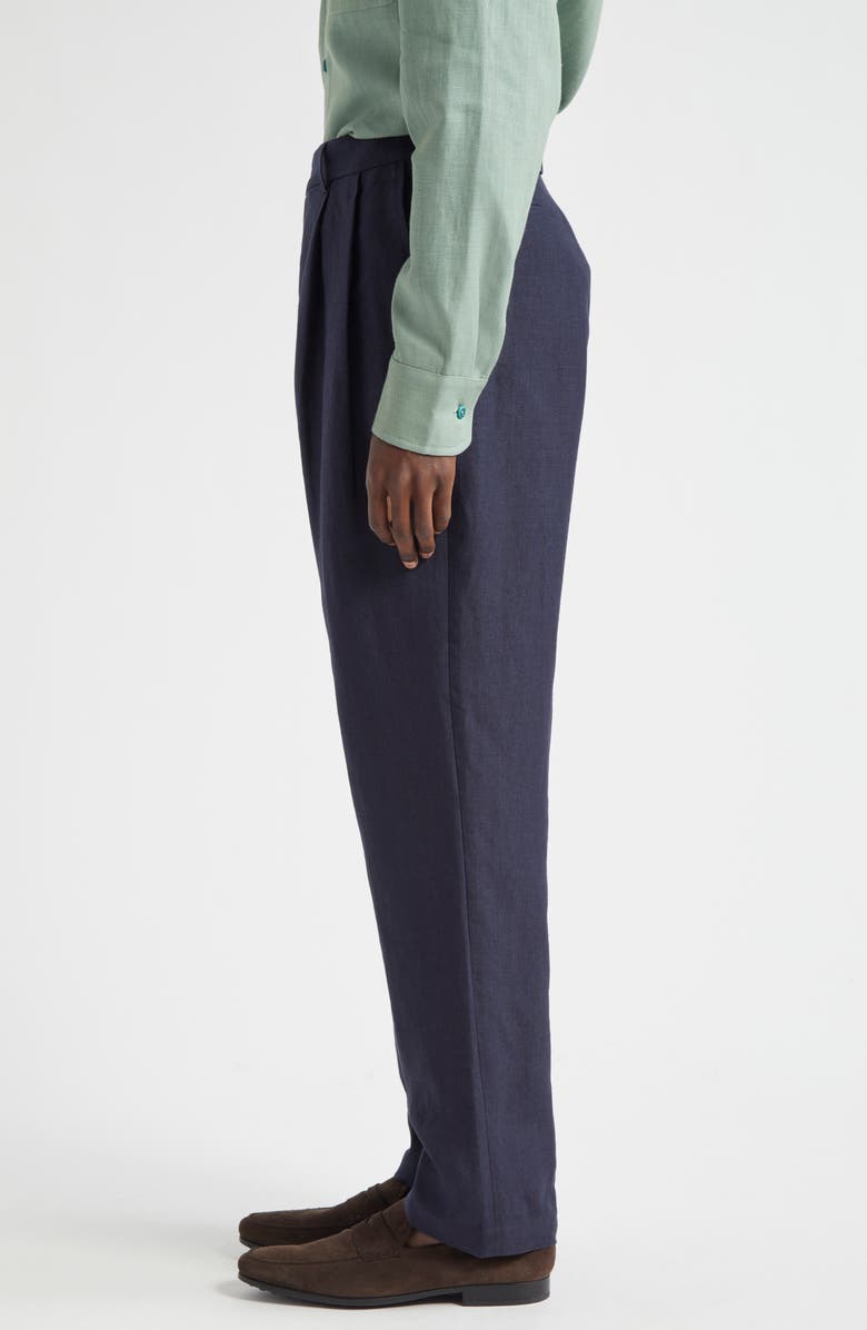 De Bonne Facture Two-Pleat Linen Trousers, Alternate, color, 