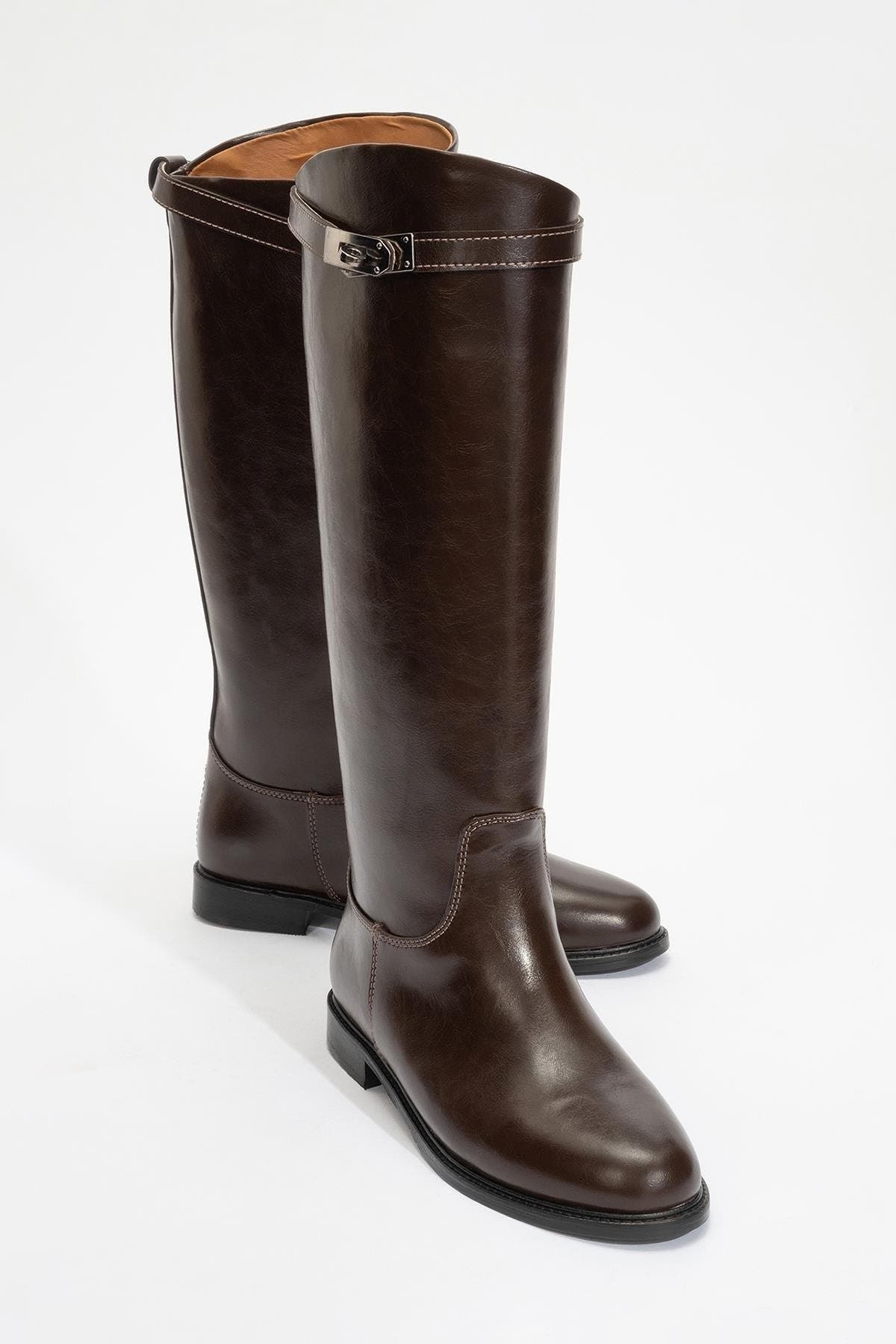 Yoko Knee High Boot, Main, color, Brown Faux Leather